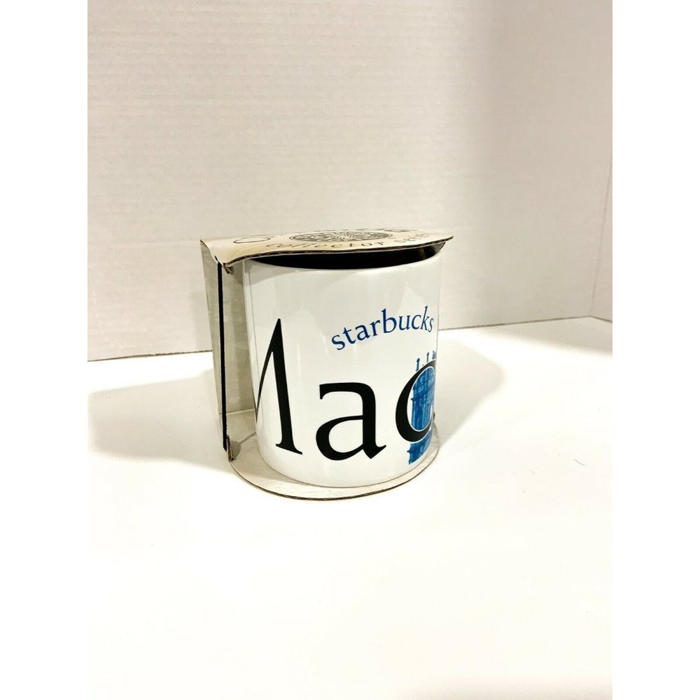 Starbucks Macau City Mug Collector Series 2002 White Blue 20oz